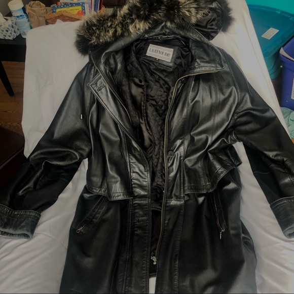 Laurence Roy Lambskin Winter Coat with Fur Hood - Picture 1 of 5